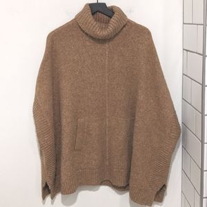 J. Crew Brown Turtleneck Poncho Sweater